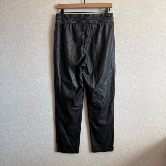 Loft Black Pull On Drawstring Elastic Waist Faux Leather Vegan Ankle Pants Sz SM - Picture 6 of 13